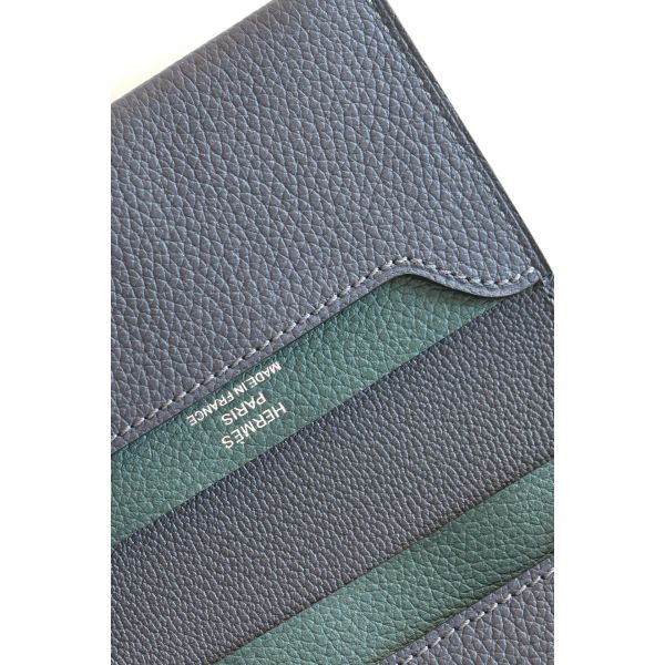 HERM R.M.S Card Holder in Blue Nuit Evergrain Calfskin