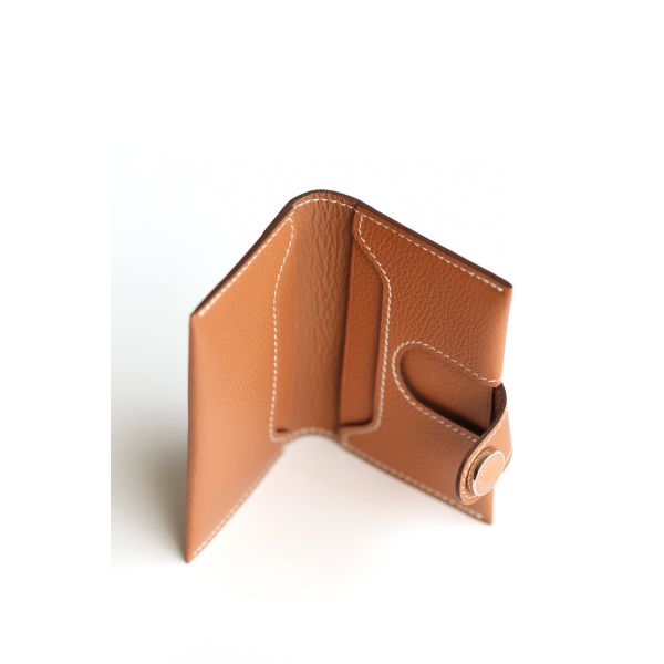 HERM R.M.S Card Holder in Gold Evergrain Calfskin