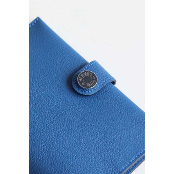 HERM R.M.S Passport Holder in Blue France Evercolor Calfskin