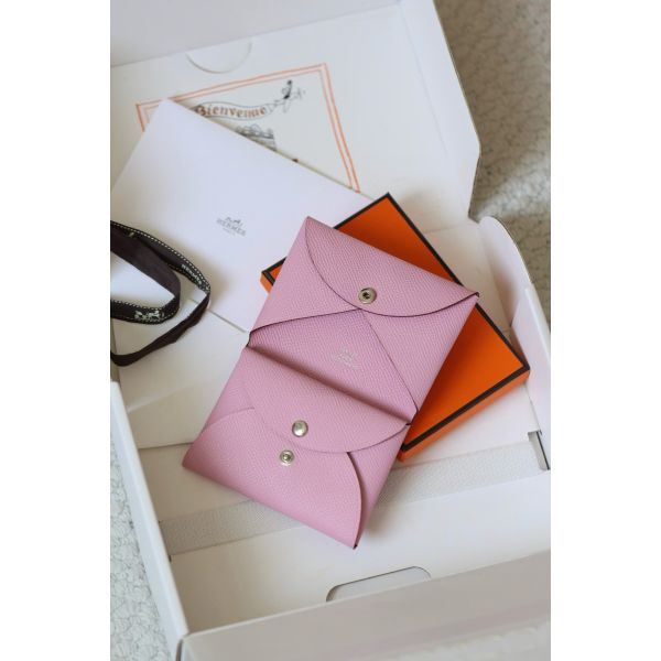 HERM Calvi Duo Card Holder in Mauve Sylvestre Epsom Calfskin