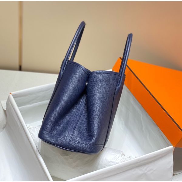 HERM Garden Party 30 Bag In Blue Saphir Taurillon Leather