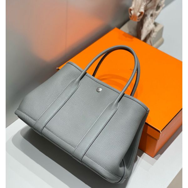 HERM Garden Party 30 Bag In Gris Meyer Taurillon Leather