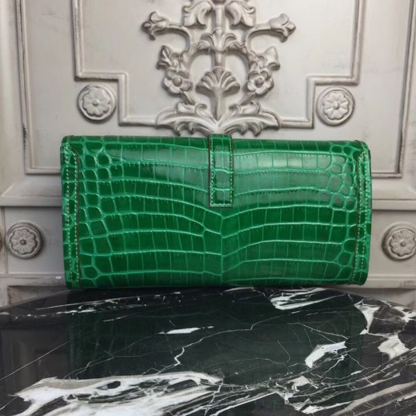 HERM Jige Elan 29 Clutch In Bambou Crocodile Leather