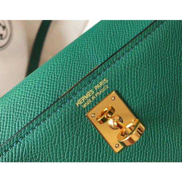 HERM Kelly Mini II Bag In Vert Vertigo Epsom Leather GHW