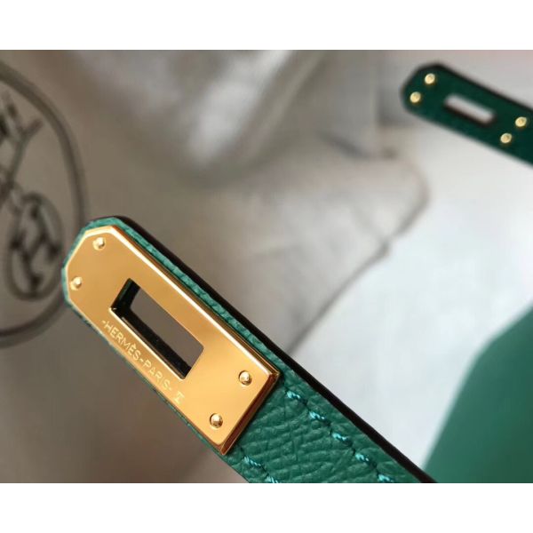 HERM Kelly Mini II Bag In Vert Vertigo Epsom Leather GHW