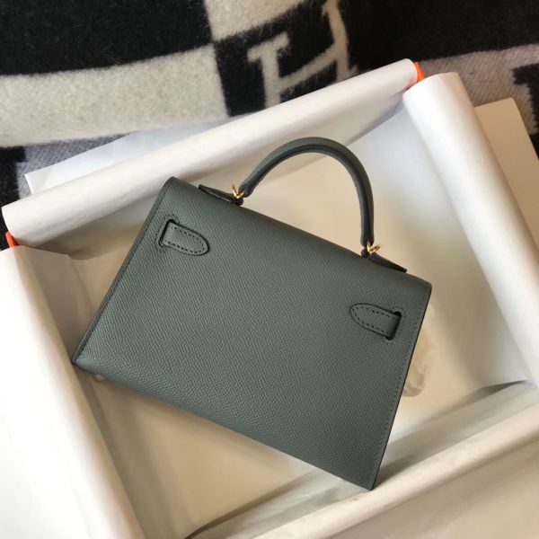 HERM Kelly Mini II Bag In Vert Amande Epsom Leather GHW