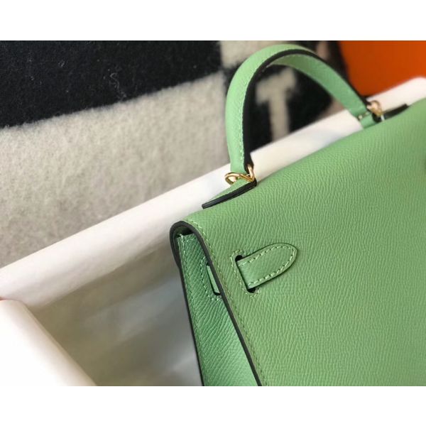 HERM Kelly Mini II Bag In Vert Criquet Epsom Leather GHW