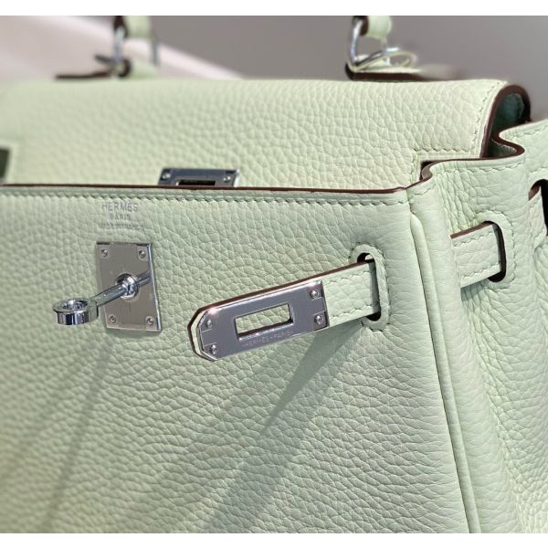 HERM Kelly 20cm Bag In Vert Fizz Clemence Leather PHW