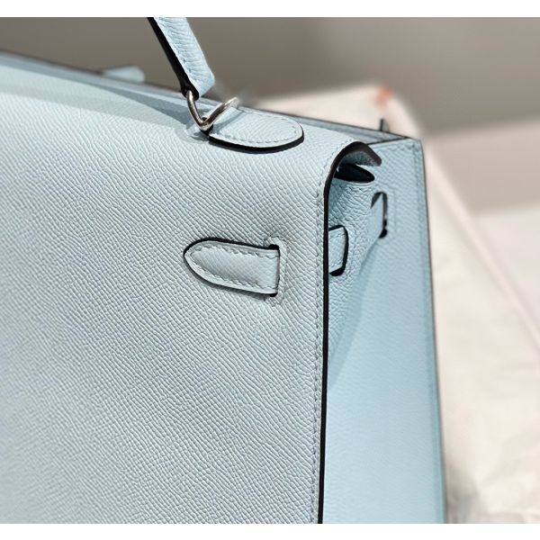 HERM Kelly 25cm Sellier Bag In Blue Brume Epsom Leather