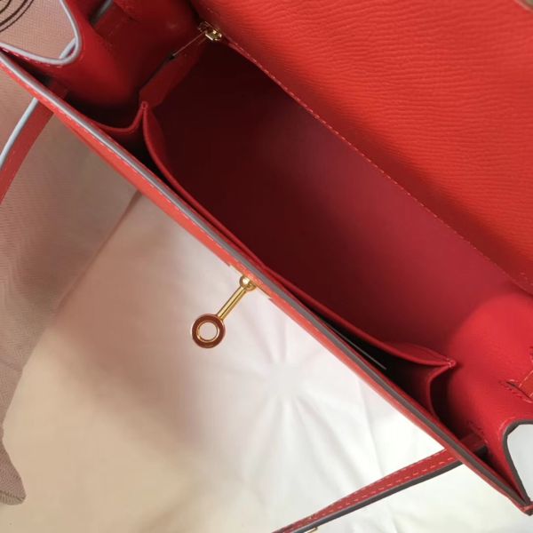 HERM Kelly 25cm Sellier Bag In Piment Epsom Leather