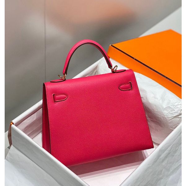 HERM Kelly 25cm Sellier Bag In Rose Extreme Epsom Leather