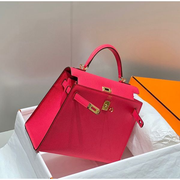 HERM Kelly 25cm Sellier Bag In Rose Extreme Epsom Leather