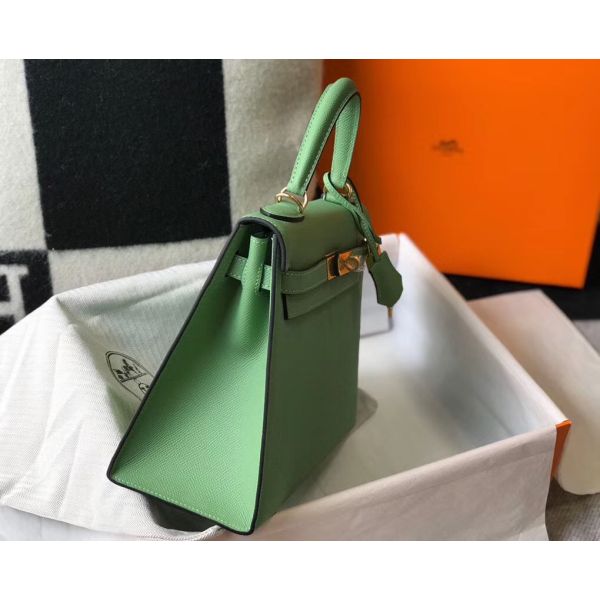 HERM Kelly 25cm Sellier Bag In Vert Criquet Epsom Leather