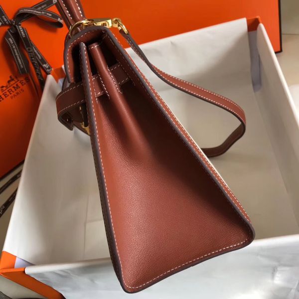 HERM Kelly 28cm Bag In Canvas With Barenia Leather