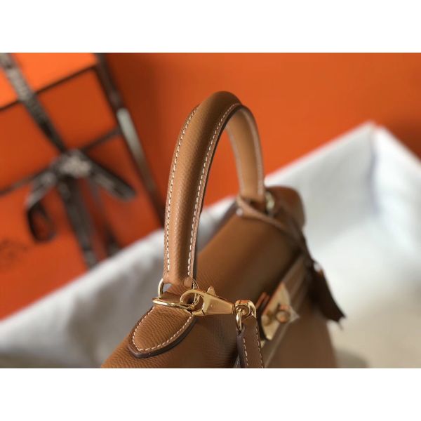 HERM Kelly 28cm Bag In Gold Epsom Leather GHW