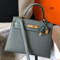 HERM Kelly 28cm Bag In Vert Amande Epsom Leather GHW