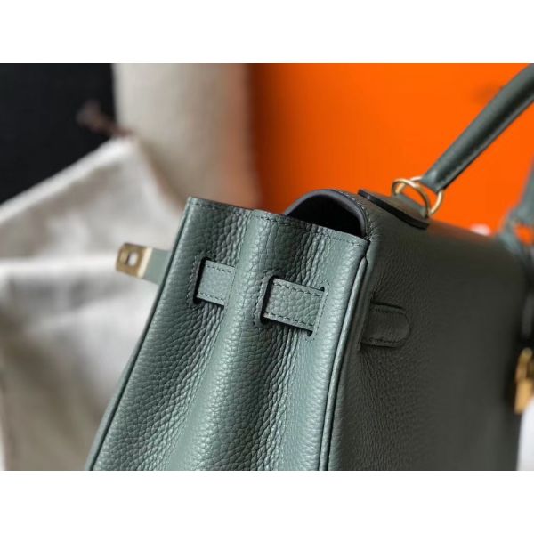 HERM Kelly 32cm Bag In Vert Amande Clemence Leather GHW