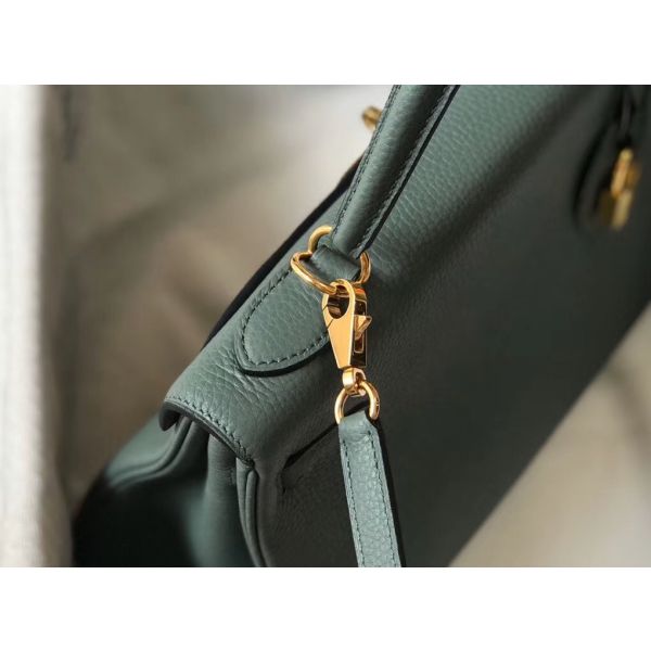 HERM Kelly 32cm Bag In Vert Amande Clemence Leather GHW