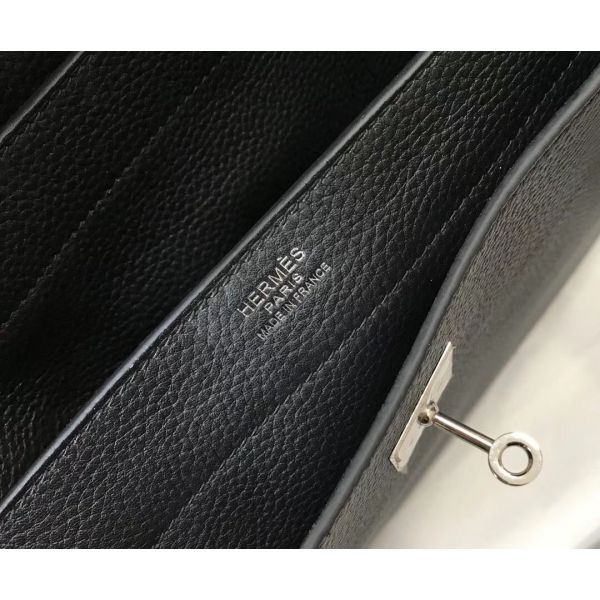 HERM Kelly Depeche 38 Briefcase In Black Calfskin