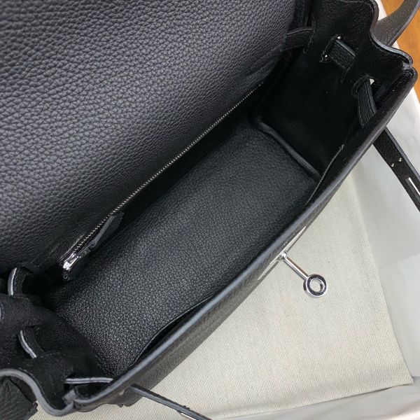 HERM Kelly Messenger Bag in Black Clemence Leather