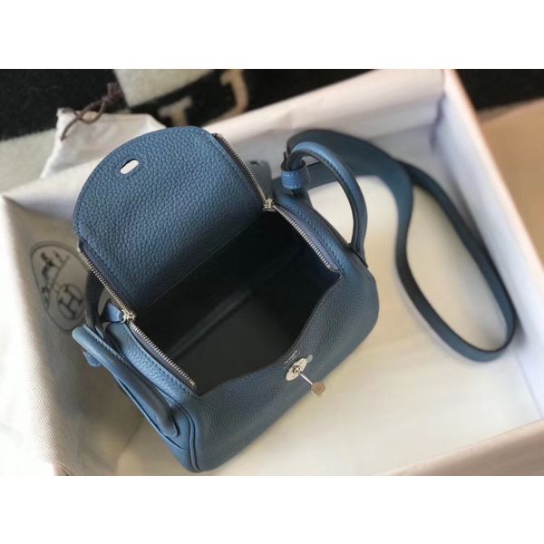 HERM Lindy Mini Bag In Blue Agate Clemence Leather PHW