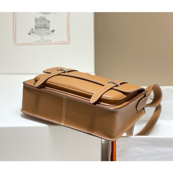 HERM Steve 30 Messenger Bag in Gold Clemence Leather