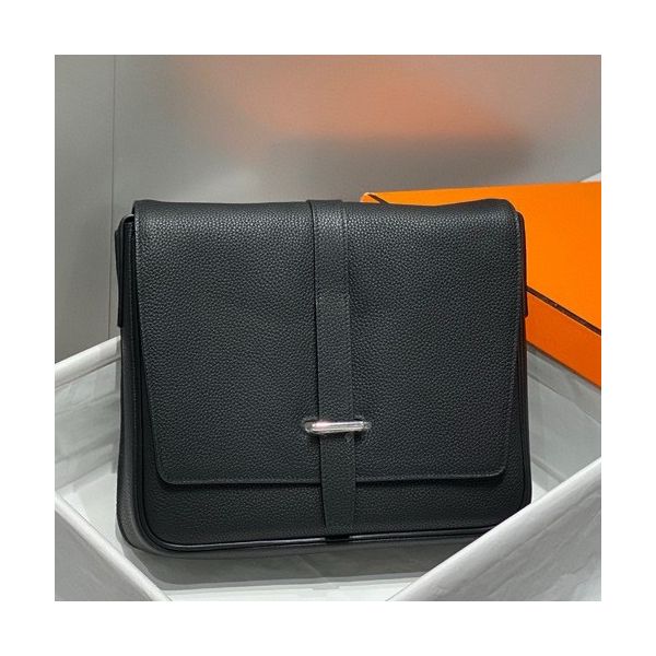 HERM Steve Light Junior Messenger Bag in Black Clemence Leather