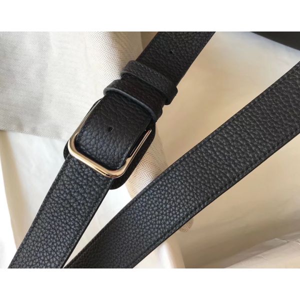 HERM Steve 35 Messenger Bag In Black Clemence Calfskin