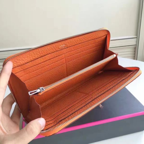 HERM Orange Clemence Azap Zipped Wallet