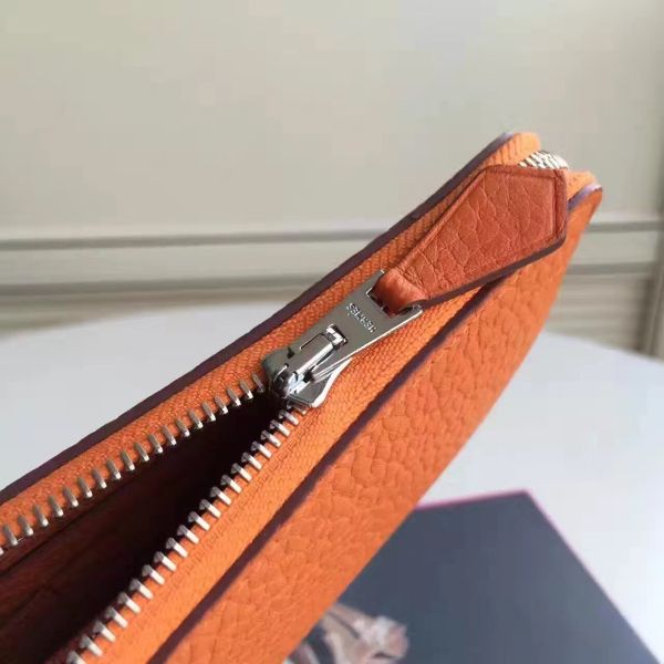 HERM Orange Clemence Azap Zipped Wallet