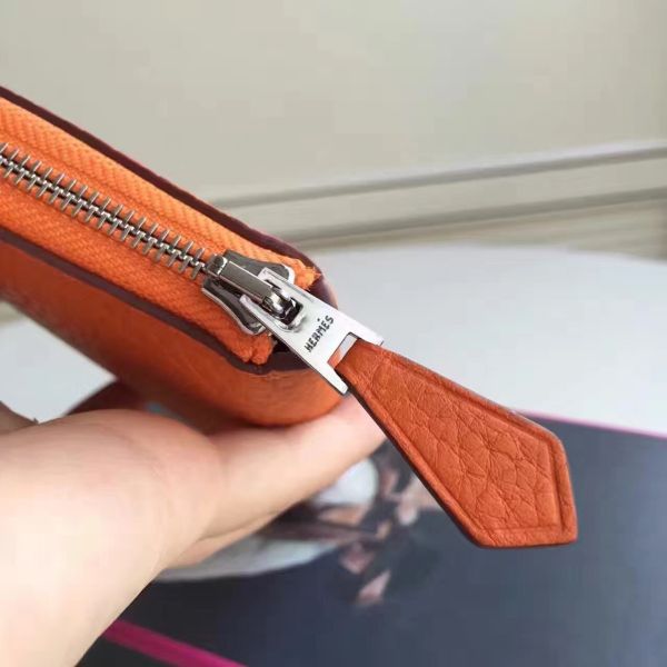 HERM Orange Clemence Azap Zipped Wallet