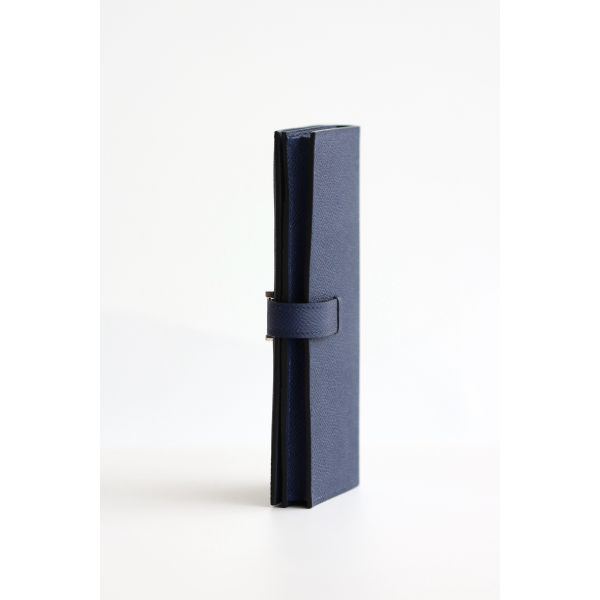 HERM Bearn Long Handmade Wallet in Blue Saphir Epsom Calfskin