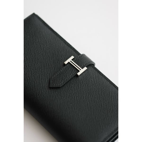 HERM Bearn Long Handmade Wallet in Black Epsom Calfskin