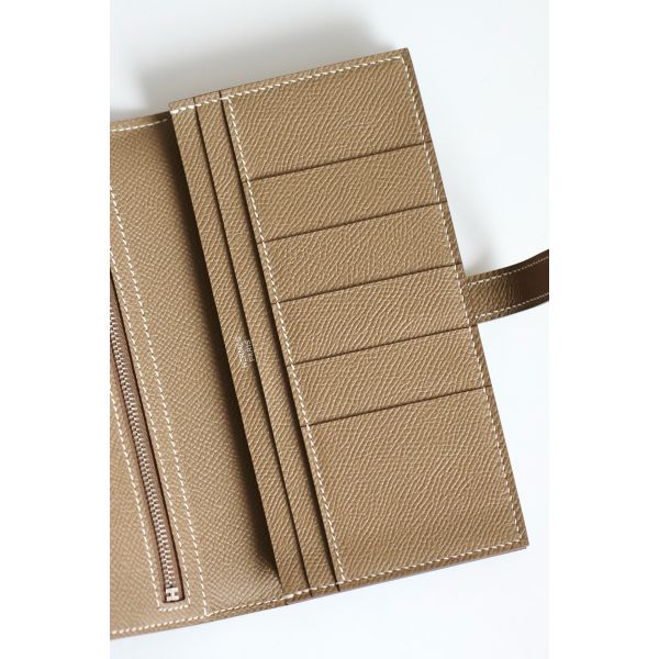 HERM Bearn Long Handmade Wallet in Taupe Epsom Calfskin