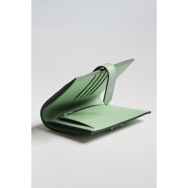 HERM Bearn Compact Wallet in Vert D'eau Matte Alligator Leather