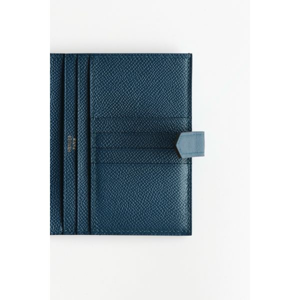 HERM Bearn Compact Handmade Wallet in Deep Blue Epsom Calfskin