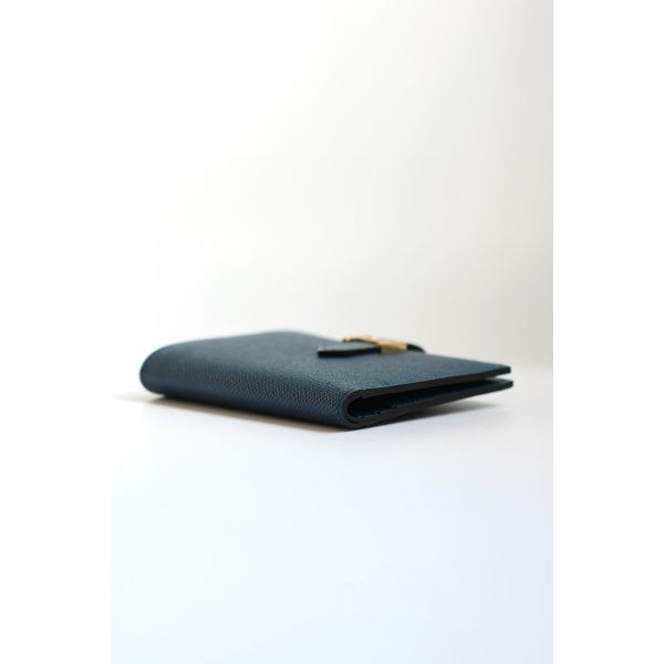 HERM Bearn Compact Handmade Wallet in Deep Blue Epsom Calfskin