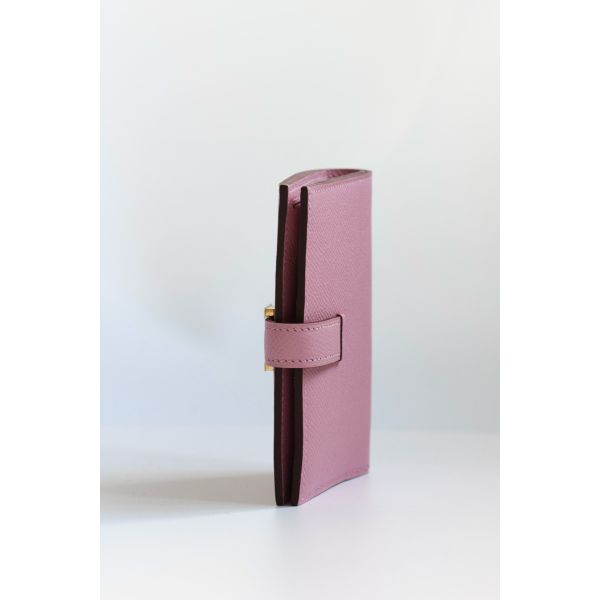 HERM Bearn Compact Handmade Wallet in Mauve Sylvestre Epsom Calfskin