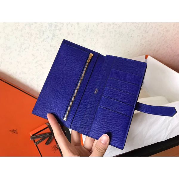 HERM Blue Electric Epsom Bearn Gusset Wallet