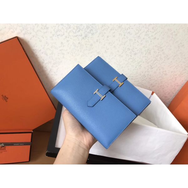 HERM Blue Jean Epsom Bearn Gusset Wallet