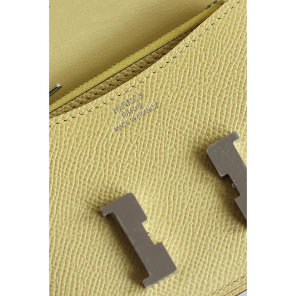 HERM Constance Slim Wallet in Jaune Poussin Epsom Calfskin