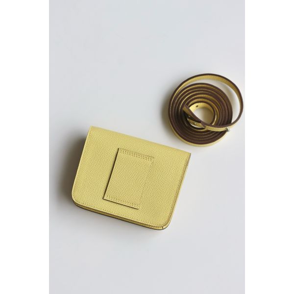 HERM Constance Slim Wallet in Jaune Poussin Epsom Calfskin