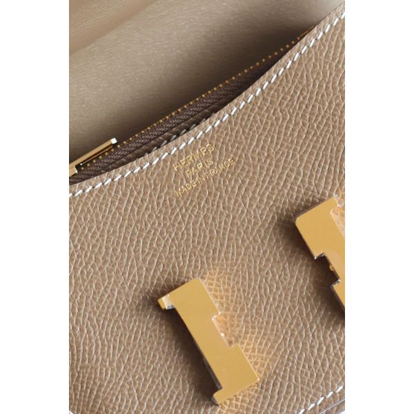 HERM Constance Slim Wallet in Taupe Epsom Calfskin