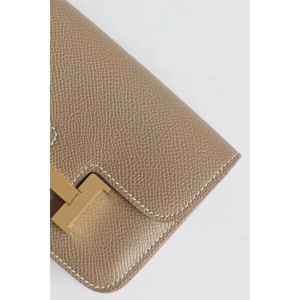 HERM Constance Slim Wallet in Taupe Epsom Calfskin