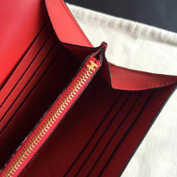 HERM Constance Long Wallet In Red Epsom Leather