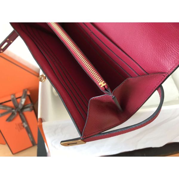 HERM Kelly Classic Long Wallet In Ruby Epsom Leather
