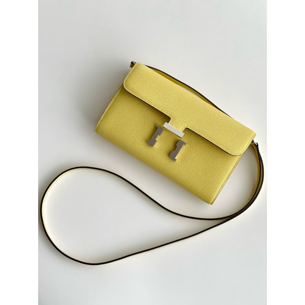 HERM Constance To Go Wallet in Jaune Poussin Epsom Calfskin