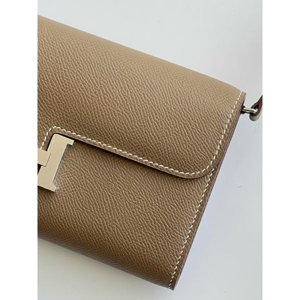 HERM Constance To Go Wallet in Taupe Epsom Calfskin
