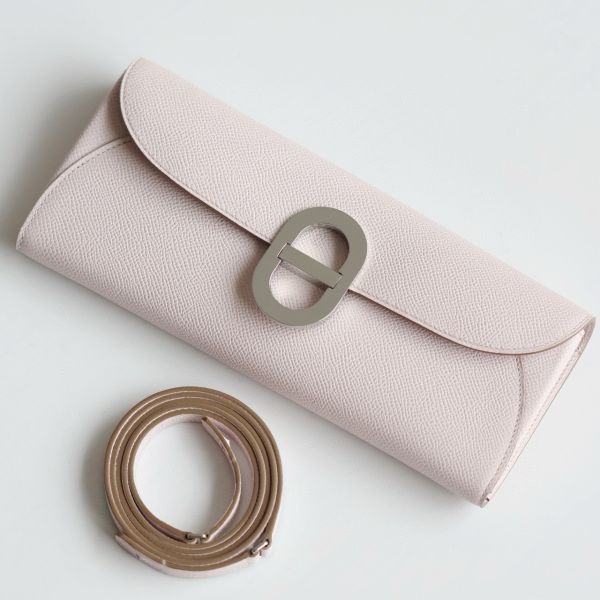 HERM Maillon To Go Wallet in Mauve Pale Epsom Calfskin