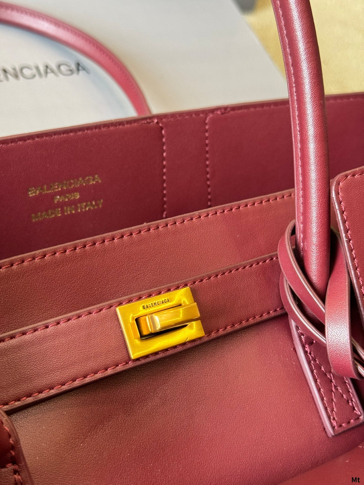 BEL AIR CARRY ALL BAG 37 IN BURGUNDY RED NAPPA LAMBSKIN GOLD HARDWARE